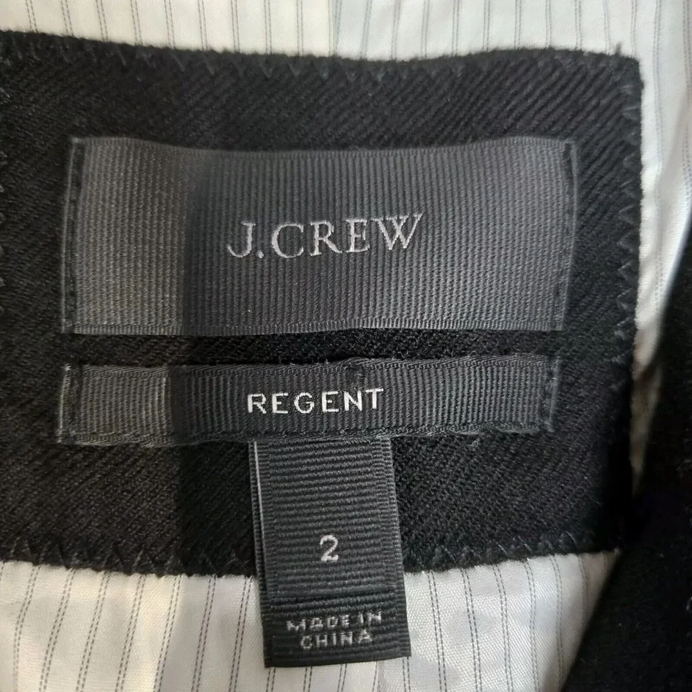 J Crew Wool Blazer Womens 2 Regent Black Single‎ Breasted One Button Academia